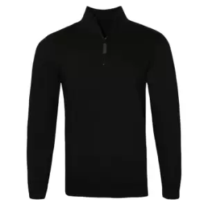 image of SOLS Mens Stan Contrast Zip Neck Sweatshirt (2XL) (Black)