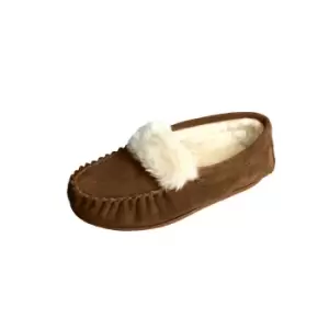 Image of Eastern Counties Leather Womens/Ladies Zoe Plush Lined Moccasins (8 UK) (Navy)