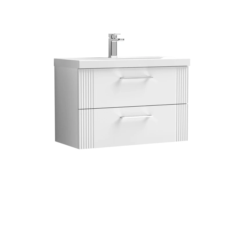 Image of Balterley 2 Drawer Wall Hung Vanity Unit MidEdge Basin White 800mm White