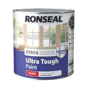 image of Ronseal Pure Brilliant White Gloss Metal & Wood Paint, 2.5L