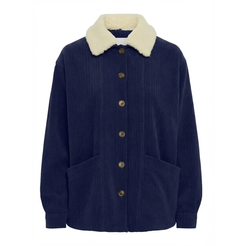 Image of Ichi Woman's shirt Ichi Kate Corduroy Bleu Female L