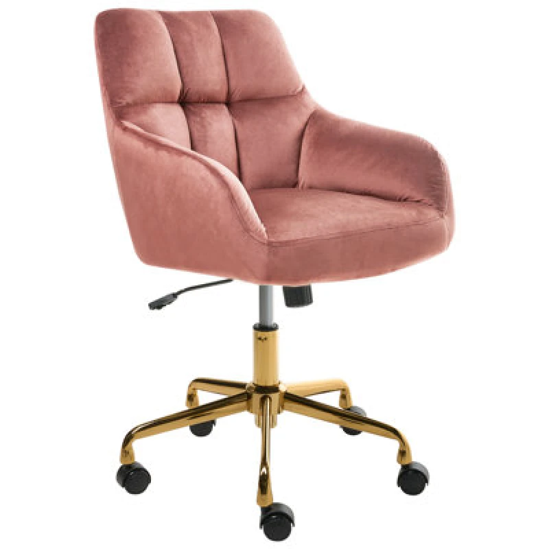 Image of Beliani Desk Chair Palmdale Velvet Pink