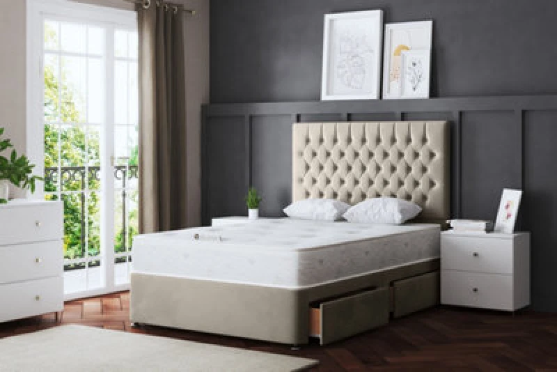 Image of DS LIVING Seraphine Cream Chesterfield Divan Bed With Two Drawers Single AM_CHSTFLD2D_SIN_CRE