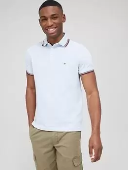 Image of Tommy Hilfiger 1985 Tipped Slim Polo Shirt - Light Blue, Size L, Men