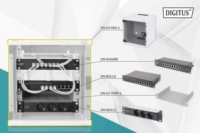 Image of Digitus Network Set - 254mm (10") - 6U. 312 x 300 mm (W xD)