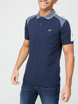 image of Jack & Jones Thomas Colour Block Polo Shirt - Navy Blazer, Size XL, Men