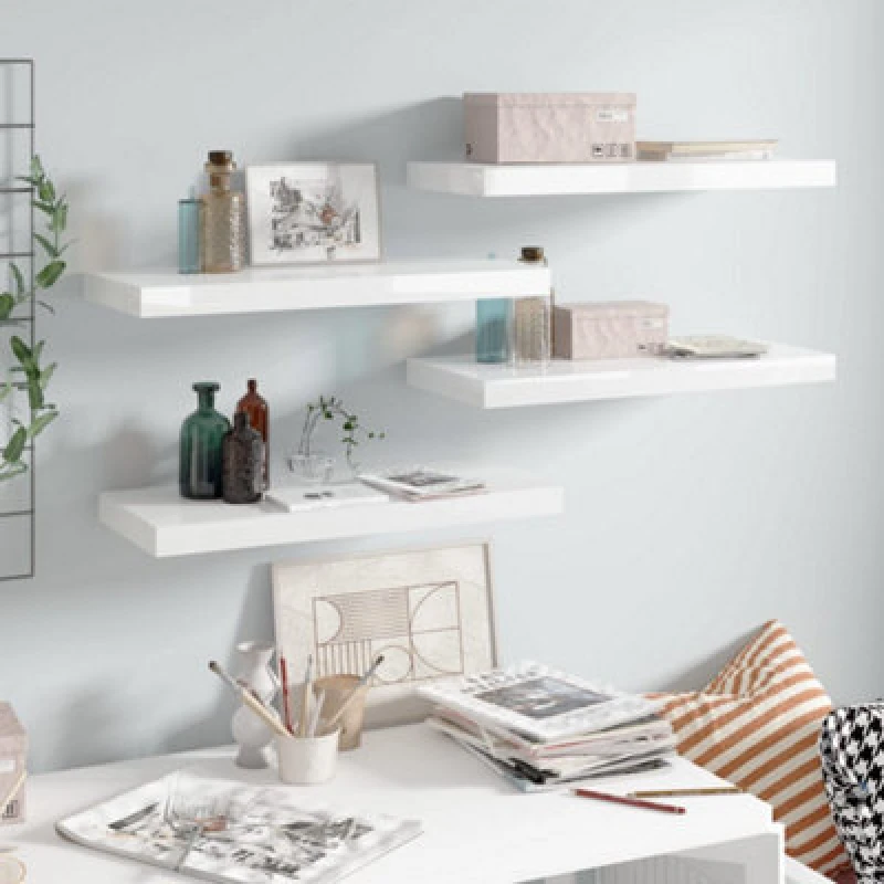 Image of VIDAXL Floating Wall Shelves 4 pcs High Gloss White 60x23.5x3.8cm mdf Vidaxl 8720286073810