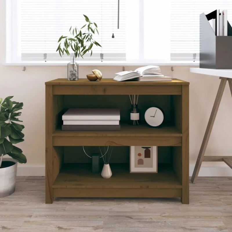 Image of Vidaxl Book Cabinet Honey Brown 80X35X68cm Solid Wood Pine, Brown 821677