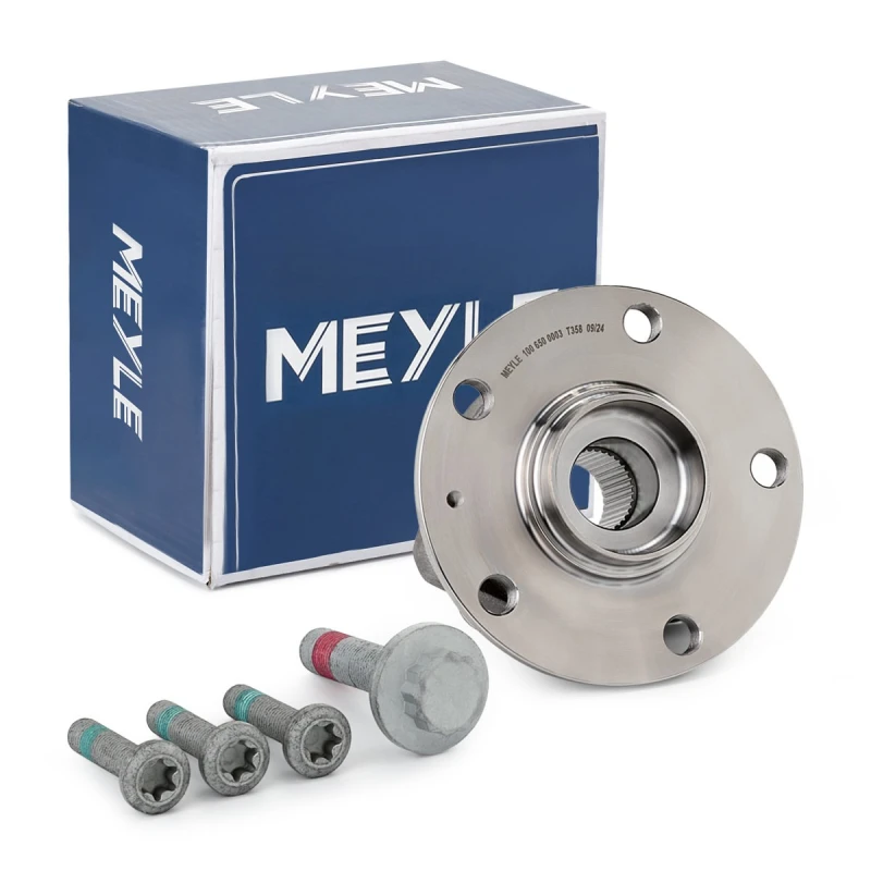Image of MEYLE 100 650 0003 Wheel bearing kit with fastening/mounting material, Original Quality, Front Axle, with integrated magnetic sensor ring Wheel Beari