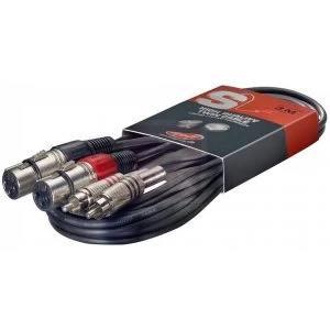 image of Stagg RCA Male to XLR Female Twin Cable 3m