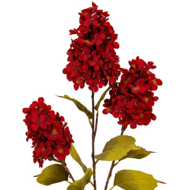 Image of Hill Interiors Spear Hydrangea Artificial Flower Spray Red/green (One Size)