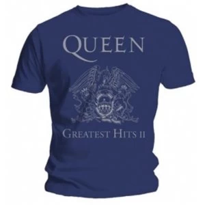 Image of Queen Greatest Hits II Mens Navy T Shirt: Large