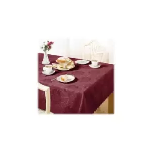 Image of Emma Barclay Damask Rose Tablecloth, Wine, 70" Round Diametre
