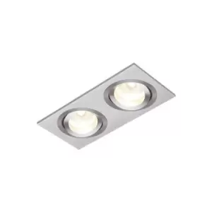 image of Saxby Lighting - Saxby Tetra - 2 Light Recessed Downlight Brushed Silver Anodised, GU10