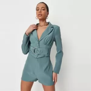 image of Missguided Playsuit D Ring Belted - Blue