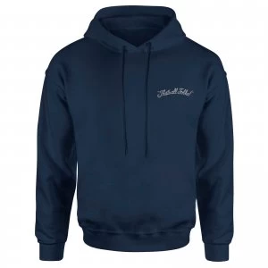 Image of Looney Tunes That's All Folks Embroidered Unisex Hoodie - Navy - L