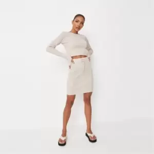 Missguided Ribbed Coord Knitted Mini Skirt - Neutral