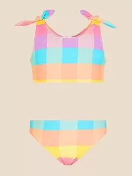 image of Accessorize Girls Check Bikini - Multi, Size Age: 7-8 Years, Women