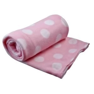 image of Pink White Spotted Fleece Blanket