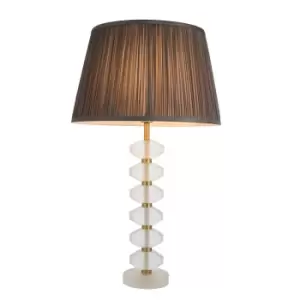 Annabelle & Freya Base & Shade Table Lamp Frosted Crystal & Charcoal Grey Silk