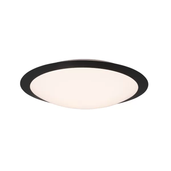 image of Umberto Modern 42cm Bathroom Ceiling Light Black Matt 3000K IP44