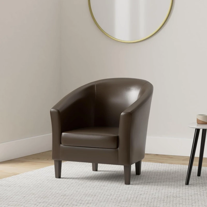Image of MANOCHOICE Faux Leather Tub Chair Armchair club Chair Dining Living Room & Cafe brown TC1003