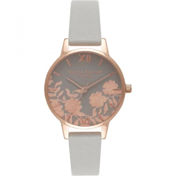 Image of Lace Detail Rose Gold & Grey Watch