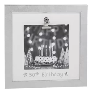 Image of Silver Clip Frame 50th Birthday