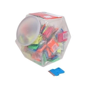 image of Personna Neon Plastic Mini Scraper Jar of 100 Single Blades