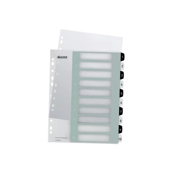 Image of WOW Printable Index, Polypropylene, extra wide. Black and White. 1-10 premium numerical tabs. A4 Maxi. Multicolour - Outer carton of 10
