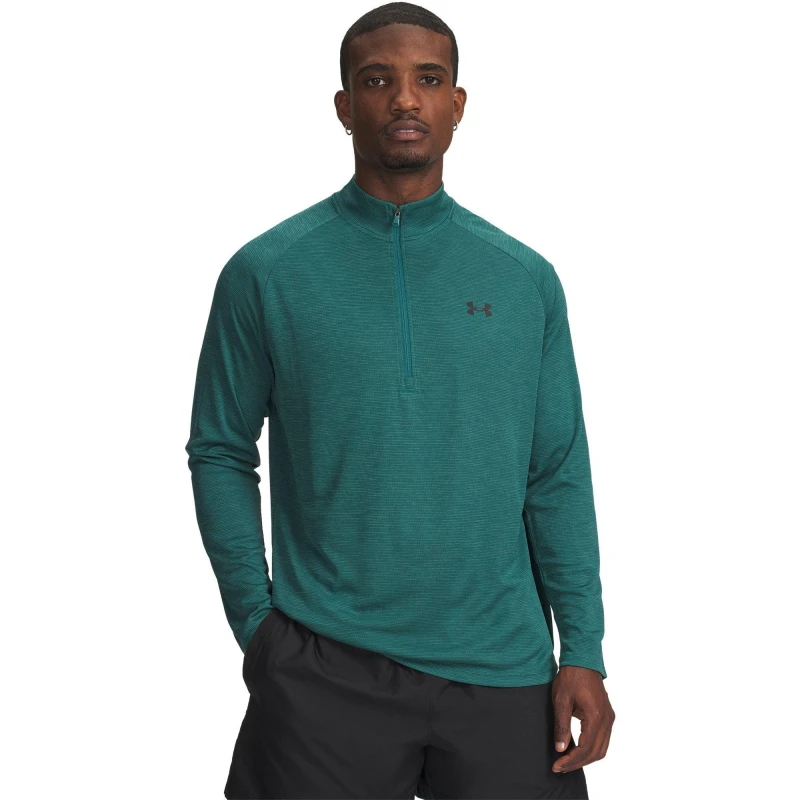 Image of Under Armour Tech ½ Zip Long Sleeve Mens Long Sleeve Performance T-Shirts S Green 62000716350