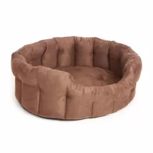 Image of P&L Oval Faux Suede Dog Bed Medium Brown
