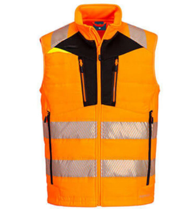Image of Portwest DX4 Hi Vis Hybrid Baffle Bodywarmer DX479OBRXXXL Colour: Orange / Black