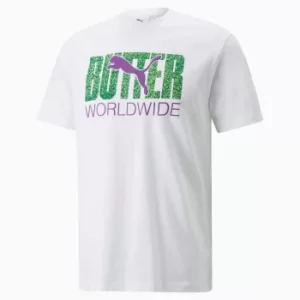 Image of Womens PUMA x Butter Goods Graphic T-Shirt, White/Sharp Green, size Large, Clothing