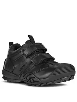 Image of Geox Boys Savage Leather Strap School Shoe - Black, Size 1.5 Older
