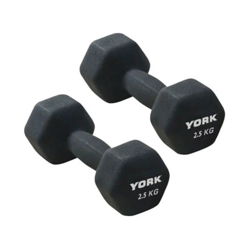 Image of York Neoprene Hex Dumbbells - 2 X 2.5Kg For Enhanced Strength Training And Comfort