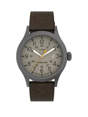 image of Timex Scout Leather Mens Watch, Brown, Men