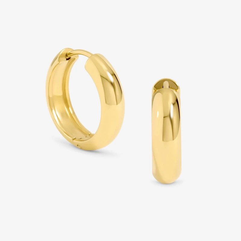 Image of Jon Richard Gold Plated Stainless Steel Flat Surface Hoops Gold female One Size