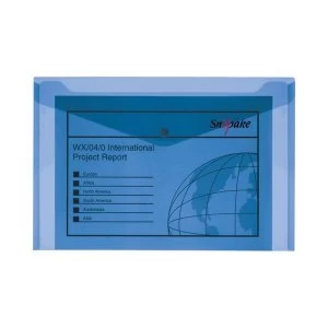 Snopake Polyfile Electra Wallet File Polypropylene Foolscap Blue Pack of 5