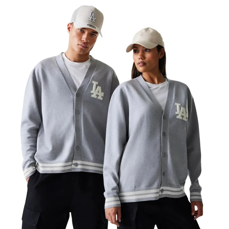 Image of new era Dodgers knitted cardigan Gris Unisex S