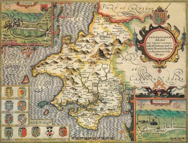 Image of John Speed Historial Map Pembrokeshire Historical Map 1000 Piece Jigsaw Puzzle (1610)