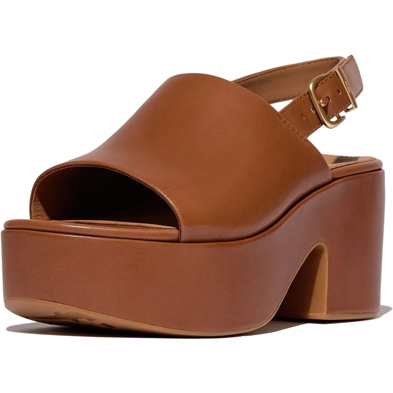Image of FitFlop Womens Platfforms Heeled Backstrap Sandal in Tan Size: 8 Tan Female 8