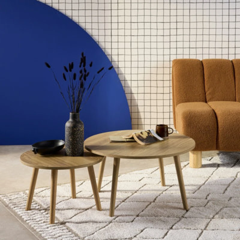 Image of Sweeek - Set Of 2 Nepal Ash-Effect Round Coffee Tables