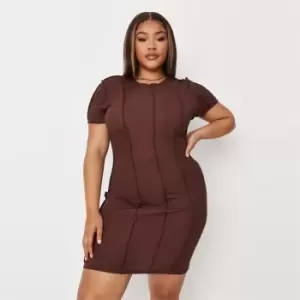 Missguided Plus Size Ribbed Mini Dress - Brown