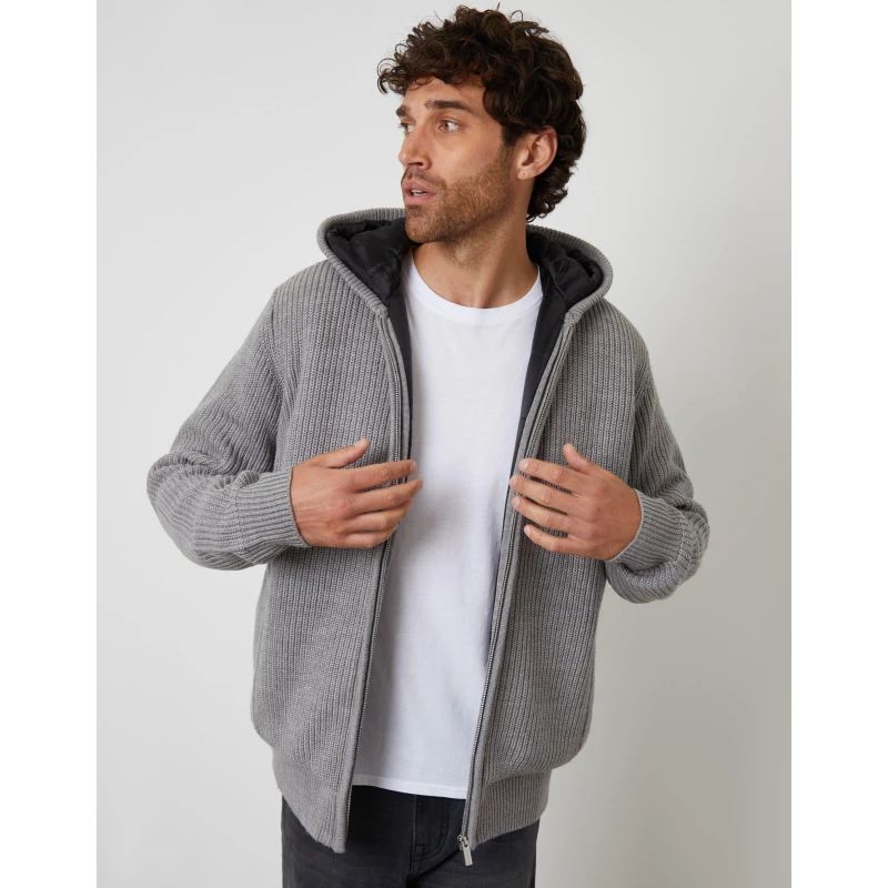 Image of Threadbare Mens TB Haydock Zip Hoodie Grey Marl male Small