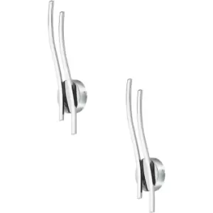 Image of 2 PACK Wall Light Colour Chrome Plated Shade White Plastic LED 2x5W Included