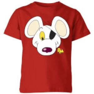 image of Danger Mouse Face & Logo Kids T-Shirt - Red - 11-12 Years