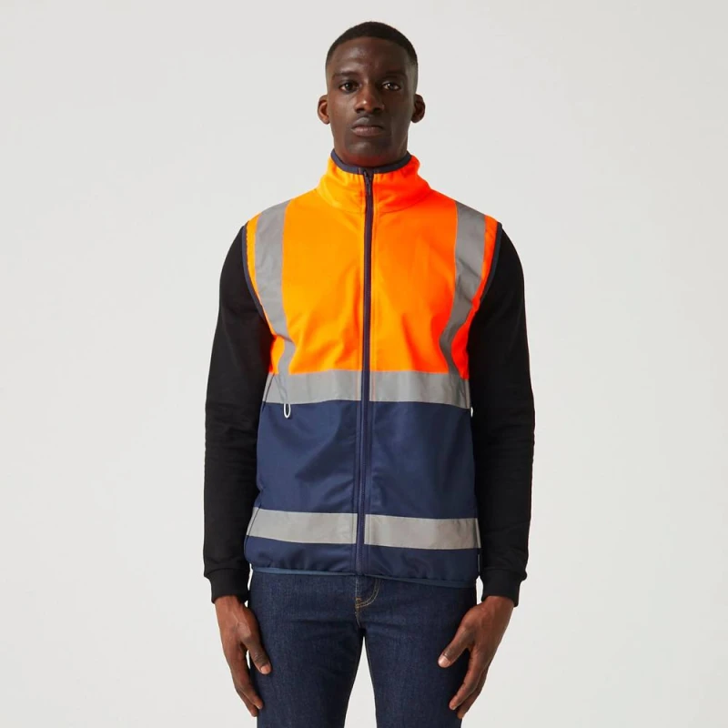 Image of Regatta Mens Hi-vis Full Zip Gilet in Orange Size: Small Orange Male S