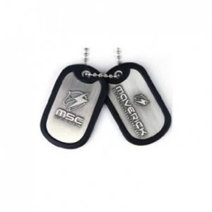 image of Metal Gear Solid Rising Dog Tags with Maverick Logo and Rubber Rim