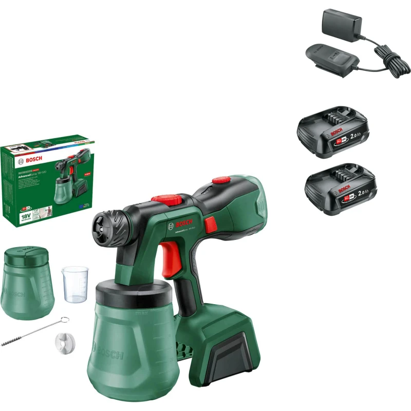 Image of Bosch ADVANCEDSPRAY 18V-500 P4A 18v Cordless Paint Spray System ADVANCEDSPRAY 18V-500 Batteries: 2 x 2ah Li-ion